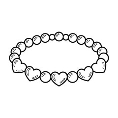 Cute Heart Beaded Bracelet, jewelry, accessories Illustration vector