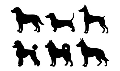 Diverse dog silhouettes for pet lovers and design projects