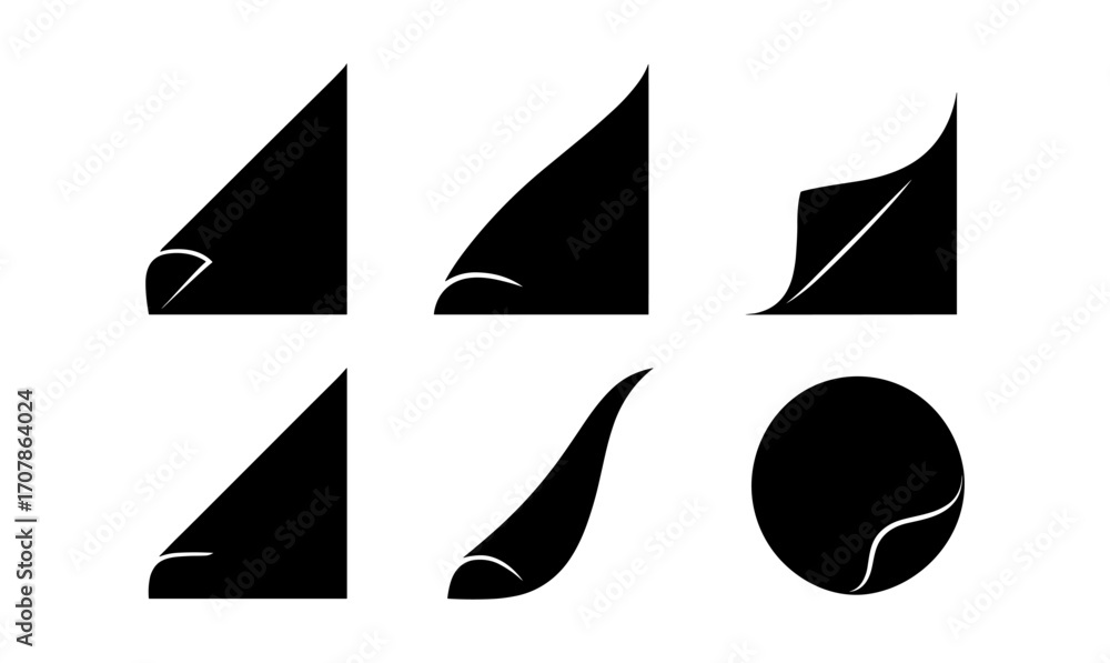 Aufkleber curled page vector set for minimalist design projects and creative compositions