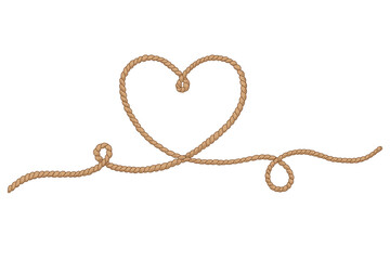 Rope heart border. Flat vector illustration with copy space. Love symbol. Nautical sketch © Elena