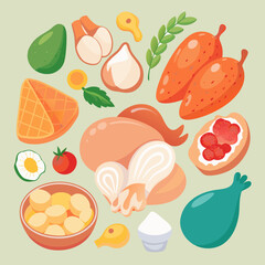 seamless pattern with vegetables food, pattern, fruit, seamless, vector, apple, illustration, design, vegetable, wallpaper, pear, set, leaf, collection, vegetables, healthy, art