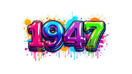 Vibrant 1947 Retro Year Design with Colorful Paint Splatter
