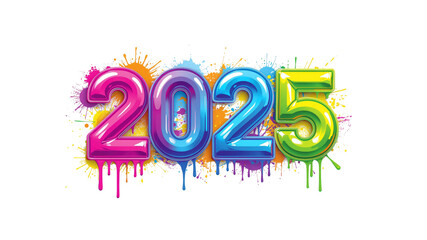 Vibrant 2025 New Year Design with Colorful Paint Splatter