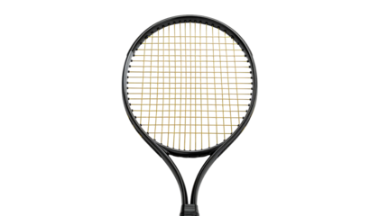 Black tennis racket isolated on white background sports equipment.