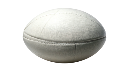 Classic white leather rugby ball isolated on a white background.
