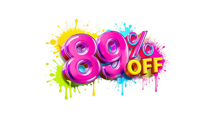 89% Off Sale! Vibrant Colorful Discount Banner with Paint Splatter Design