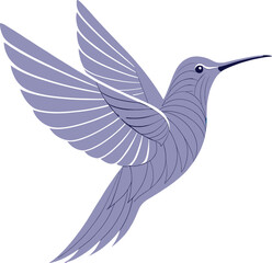 A simple yet elegant purple hummingbird illustration in flight, symbolizing peace, grace, and beauty. Perfect for wall art, tattoos, fashion, and modern decorative styles.