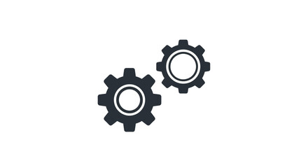 Industrial gears icon symbolizing connection, teamwork, and mechanical systems in a clean, modern graphic design