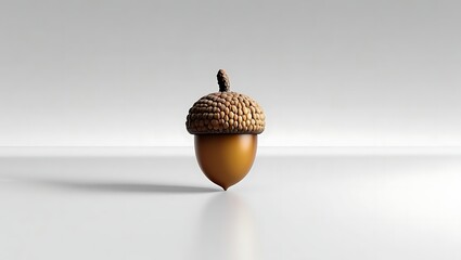 Single Green Acorn Lying on Its Side on a Bright White Studio Background
