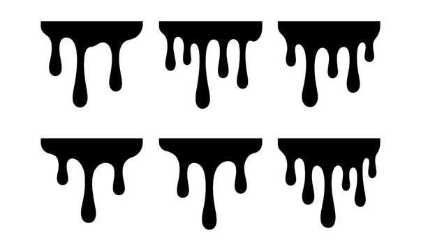 Black drip texture set for creative design projects, minimalist style for graphic design and decoration