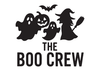 the boo crew logo silhouette vector, halloween boo crew vector silhouette illustration, halloween spooky ghost the boo crew, the boo crew logo silhouettes vector on white background