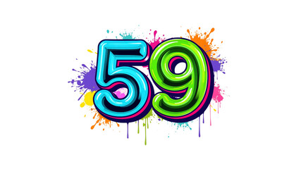 Vibrant Number 59 Design with Colorful Splatter Background