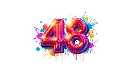 Vibrant Number 48 with Colorful Paint Splatter Design