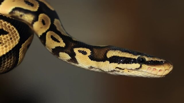 The royal python sees prey and slowly crawls towards it.
