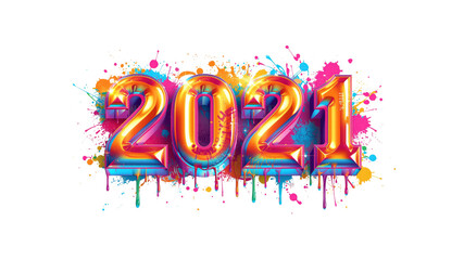 2021 Colorful New Year's Design with Paint Splatter