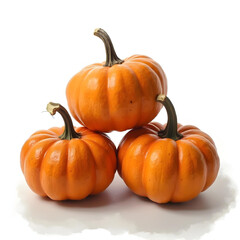 Obraz premium Pile of three pumpkins isolated on transparent background, PNG file