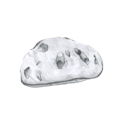 Obraz premium Slice of fresh bread graphics illustration. Hand drawn black and white loaf piece, pastry and bakery food clipart. Pencil drawing for shop, cafe ,restaurant menu,card,wallpaper design