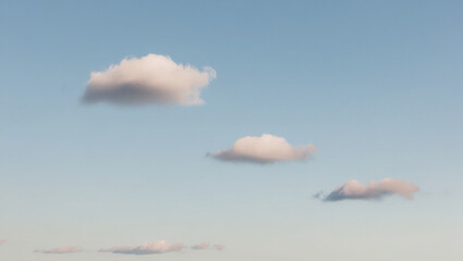 Daytime sky, clear blue gradient, few soft fluffy white clouds, minimalist clean background, calming and simple