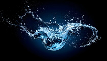 Dynamic Water Splash Abstract Blue Liquid Orb Photography