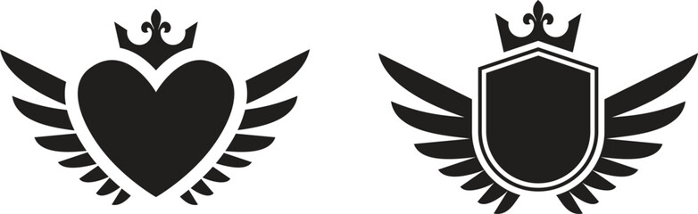 Crown shield with wings