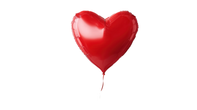 Red heart shaped balloon isolated on transparent background
