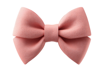 Elegant pink bow tie knot on black background, cut out