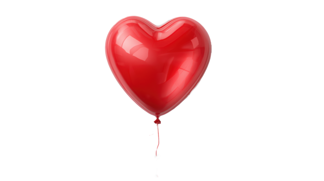 Glossy red heart balloon isolated on transparent background - Powered by Adobe