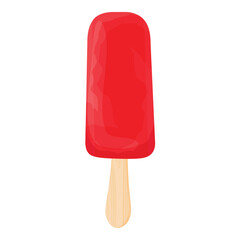 Colorful fruit popsicle ice cream with strawberry flavor, isolated on white background