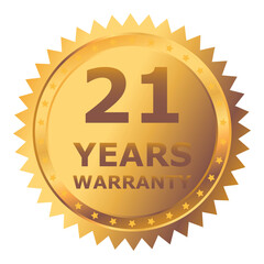 21 Years warranty label, badge, icon, logo