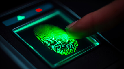 Biometric authentication scene representing ID management and data protection