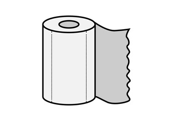 Icono negro de rollo de papel en fondo blanco
