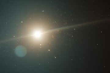 Visualization of microlensing effects on a distant star surrounded by cosmic particles and light in a vast universe