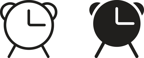 Alarm Clock Icon. Wake Up Time Vector Design on White Background.