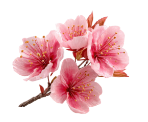 Delicate Pink Cherry Blossoms on a Branch with Transparent Background pink flower spring isolated on a transparent background