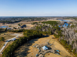 Aerial landscape Sweetwater park baseball field after Hurricane Helene Thomson Augusta Georgia