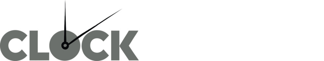 Typography clock logo with stylized “O” as clock face showing 12:10, symbolizing time, design, and daily rhythm