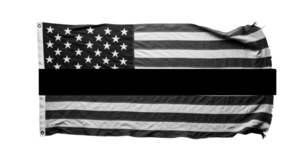 American Flag with Black Stripe detailed illustration featuring fabric, thin red line, mourning, thin green line, USA,