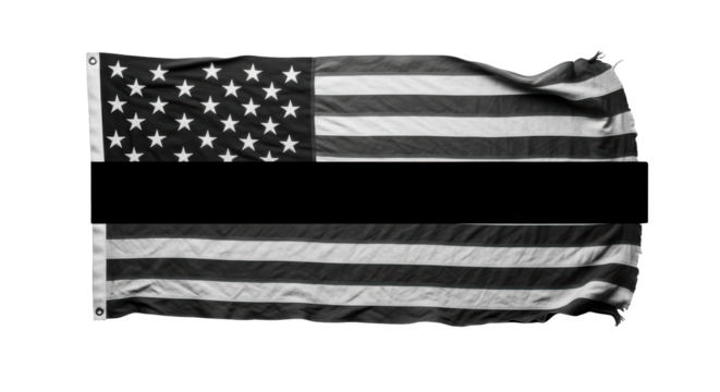 American Flag with Black Stripe detailed illustration featuring fabric, thin red line, mourning, thin green line, USA,