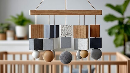 Modern Mobile with Earthy Tones for Gifts in Stylish Decor and Nursery Spaces