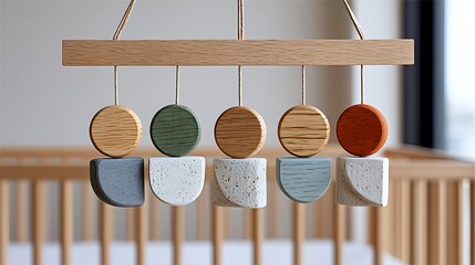 Modern Earthy Tones Hanging Mobile for Contemporary Nursery Decor