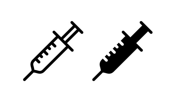 Medical syringe injection icon