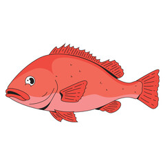 Red snapper fish animal underwater cartoon icon illustration