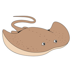 Stingray fish animal underwater cartoon icon illustration