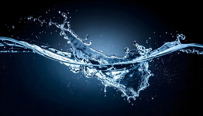 Dynamic Water Splash Capturing Movement and Fluidity in Dark Blue Tones