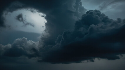Stormy cloudy sky background, dramatic gray clouds, moody and intense atmosphere, cinematic feel.