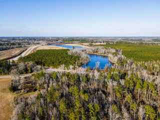 Aerial rural nature landscape after Hurricane Helene Thomson Augusta Georgia
