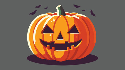 A carved jack-o’-lantern pumpkin with a spooky face, simple bold shapes