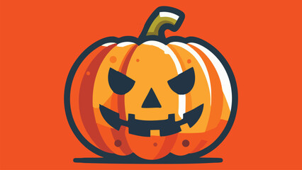 A carved jack-o’-lantern pumpkin with a spooky face, simple bold shapes
