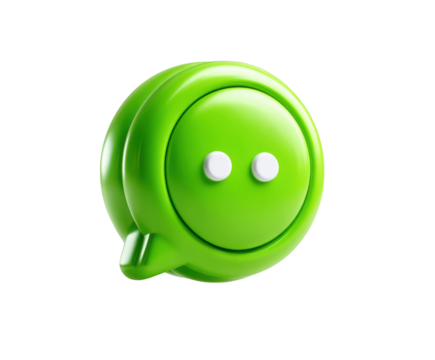 Green 3D Chat Bubble Icon With White Eyes On Black speech bubble symbol isolated on a transparent background - Powered by Adobe