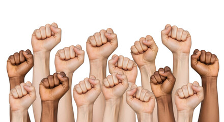 Diverse Hands in Fists Unity and Protest detailed illustration featuring social, inclusion, arms, fight, political, hands design